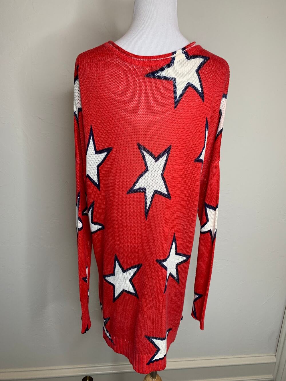 Show Me Your Mumu Bonfire Sweater Stargazer Knit Red White Sz Small